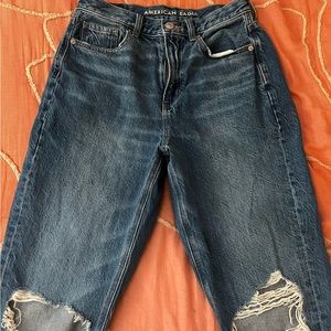 American Eagle Dark Wash ripped jeans (high rise mom)